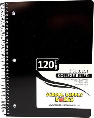 حكمت الكلية 3 أجهزة الكمبيوتر المحمولة الحلزونية - حزمة الإمداد بالمدرسة 5pk - ورقة تحكمها الكلية بحواف مثقبة لسهولة التمزق - ألوان متنوعة: أحمر ، أصفر ، أخضر. أزرق ، أسود in Kuwait