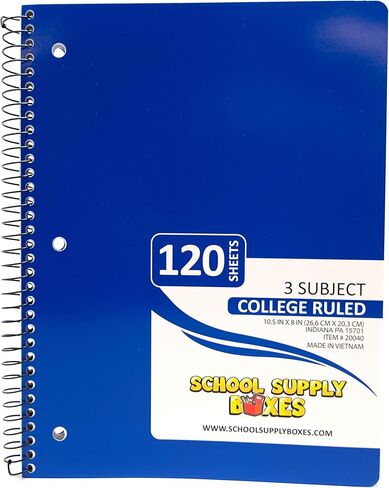 حكمت الكلية 3 أجهزة الكمبيوتر المحمولة الحلزونية - حزمة الإمداد بالمدرسة 5pk - ورقة تحكمها الكلية بحواف مثقبة لسهولة التمزق - ألوان متنوعة: أحمر ، أصفر ، أخضر. أزرق ، أسود in Kuwait