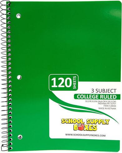 حكمت الكلية 3 أجهزة الكمبيوتر المحمولة الحلزونية - حزمة الإمداد بالمدرسة 5pk - ورقة تحكمها الكلية بحواف مثقبة لسهولة التمزق - ألوان متنوعة: أحمر ، أصفر ، أخضر. أزرق ، أسود in Kuwait