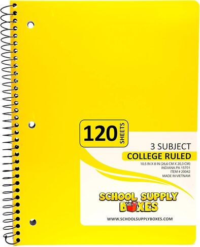 حكمت الكلية 3 أجهزة الكمبيوتر المحمولة الحلزونية - حزمة الإمداد بالمدرسة 5pk - ورقة تحكمها الكلية بحواف مثقبة لسهولة التمزق - ألوان متنوعة: أحمر ، أصفر ، أخضر. أزرق ، أسود in Kuwait