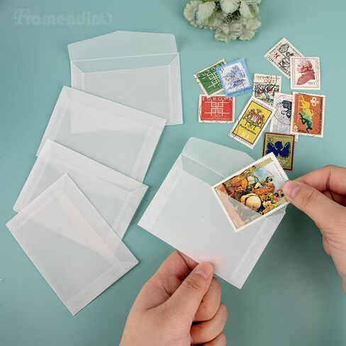 Framendino, 200 Pack Glassine Envelopes Mini Lotto Lottery Ticket Holders Seed Envelope Holder for Wedding Guest in Saudi Arabia