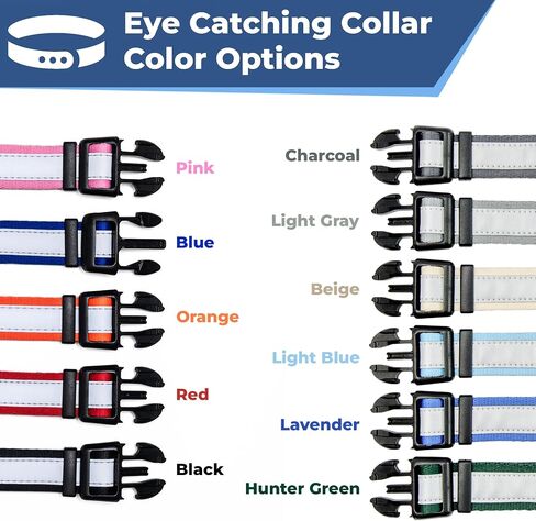 GoTags Reflective Dog Collar Personalized, Custom Embroidered Pet Name and Number, Premium Nylon Colorful for Girl and Boy Dogs, Small Medium and Large Adjustable Sizing in Saudi Arabia
