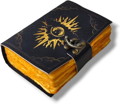 Blank Spell Book of Shadows Leather Journal With Lock Clasp Gothic Decor Prop Vintage Handmade Leather Diary Printed Magic Eye Pagan Antique Witchcraft Wiccan Notebook hocus pocus halloween decorations in Saudi Arabia