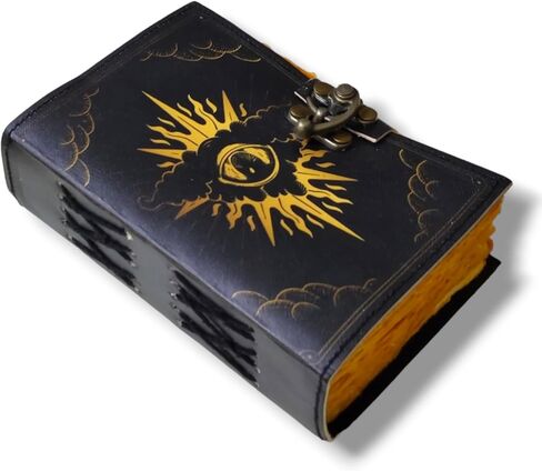 Blank Spell Book of Shadows Leather Journal With Lock Clasp Gothic Decor Prop Vintage Handmade Leather Diary Printed Magic Eye Pagan Antique Witchcraft Wiccan Notebook hocus pocus halloween decorations in Saudi Arabia
