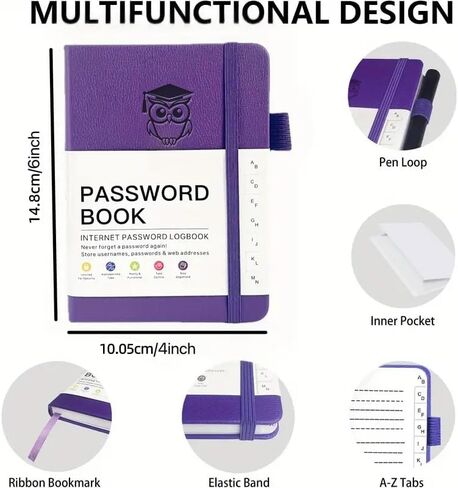 Password Keeper Book with Alphabetical Tabs，Small Password Books for Seniors, Password Notebook for Internet Website Address Log in Detail, Password Logbook to Help You Stay Organized in Saudi Arabia
