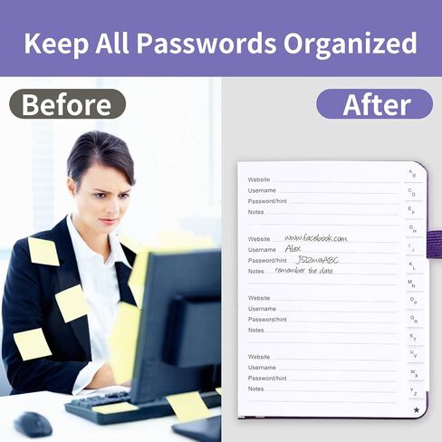 Password Keeper Book with Alphabetical Tabs，Small Password Books for Seniors, Password Notebook for Internet Website Address Log in Detail, Password Logbook to Help You Stay Organized in Saudi Arabia