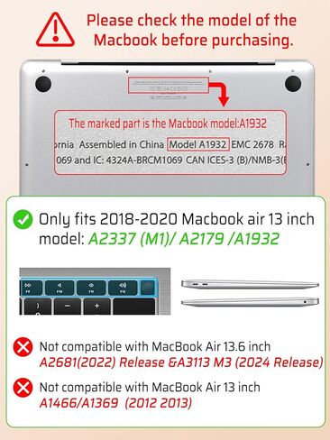 Seorsok متوافق مع Macbook Pro 13inch Case M2 2023،202221-2016 A2338 M1 A2159 A1989 A1708 A1706 ، غلاف القشرة المصنفة من البلاستيك المصنوعة من الزهور الخضراء المطبوعة ، in Saudi Arabia