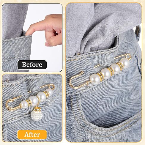 24 PCS Pearl Crystal Brooch Safety Pins ، Pant Weist Trainener Pins Women Women Traft Saffic Bin Pin Ploches Pearl Brouches الأنيقة دبوس للسترات الصوفية ، شالات ، فساتين أزياء ملحقات أزياء in Kuwait