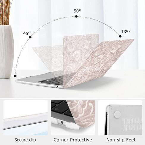 Moseso متوافق مع Macbook Air Case 13 Inch Case 2025-2022 M4 A3240 M3 A3113 M2 A2681 ، Waves anti-Fingerprint Vintage Rushing Waves Pu Pu Leather Cofling and Keyboard Cover for Macbook Air 13.6 inch ، pink in Saudi Arabia