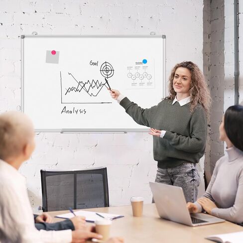 لوحة محو تجف الدولار Boss Boss ، لوحة بيضاء مغناطيسية للجدار 36 × 24 بوصة إطار الألومنيوم للمنزل المدرسي مع 8 مغناطيس 2 علامات 1 ممحاة 1 صينية قلم قابلة للفصل in Kuwait