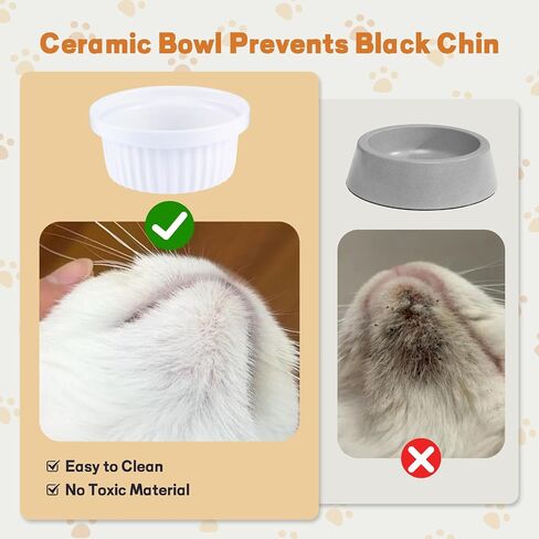 Elevated Adjustable Cat Bowl Set with 2 Dishes for Cats & Puppy - Anti-Vomiting,15° Tilted and Rasied Bowls with Non-Slip Design, Food-Grade Ceramic, Easy to Clean in Saudi Arabia
