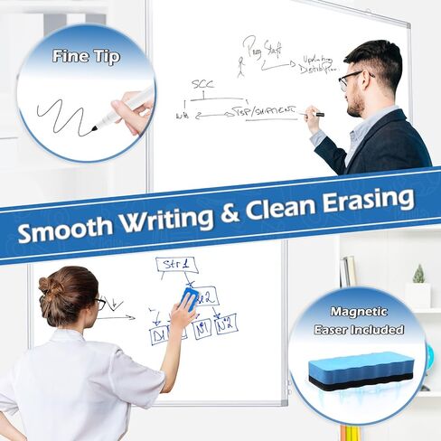 DOLLAR BOSS Whiteboard Dry Erase Board, Magnetic Whiteboard for Wall 36 x 24 Inch Aluminum Frame for School Office Home with 8 Magnets 2 Markers 1 Eraser 1 Detachable Pen Tray in Kuwait