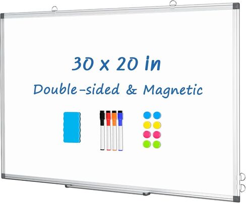 DOLLAR BOSS Whiteboard Dry Erase Board, Magnetic Whiteboard for Wall 36 x 24 Inch Aluminum Frame for School Office Home with 8 Magnets 2 Markers 1 Eraser 1 Detachable Pen Tray in Kuwait