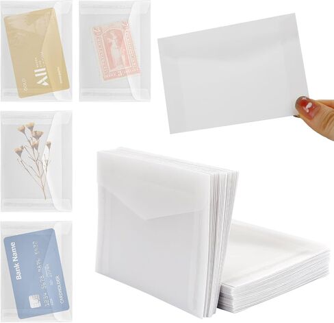 50Pcs White Flat Self-Seal Medium Glassine Paper Cello Bags, Glassine Envelopes 7x10cm / 3.9 x 2.7 Inches, Clear Translucent Mini Envelopes for Stamps, Seeds, Lottery Tickets, Coin Collecting in Saudi Arabia