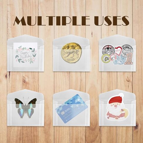 50Pcs White Flat Self-Seal Medium Glassine Paper Cello Bags, Glassine Envelopes 7x10cm / 3.9 x 2.7 Inches, Clear Translucent Mini Envelopes for Stamps, Seeds, Lottery Tickets, Coin Collecting in Saudi Arabia