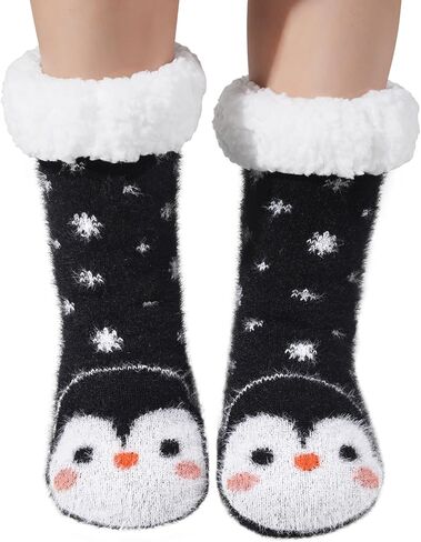 JaosWish Fuzzy Socks with Grips for Women Girls Mon,Cat Gifts Socks for Birthday Christmas,Fluffy Slipper Winter Cozy Warm Animal Fleece Socks in Kuwait