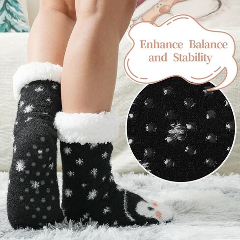 JaosWish Fuzzy Socks with Grips for Women Girls Mon,Cat Gifts Socks for Birthday Christmas,Fluffy Slipper Winter Cozy Warm Animal Fleece Socks in Kuwait