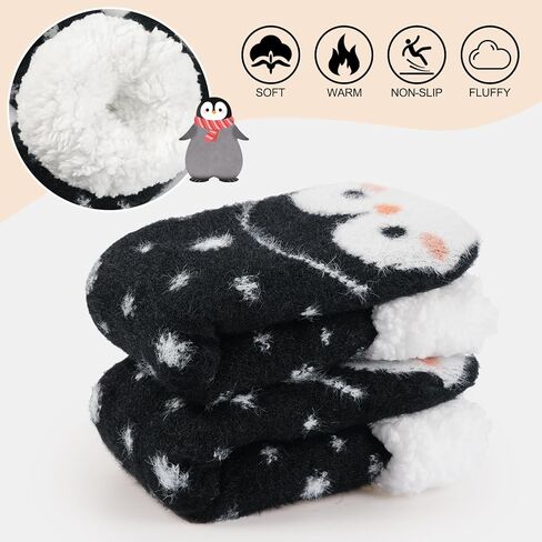 JaosWish Fuzzy Socks with Grips for Women Girls Mon,Cat Gifts Socks for Birthday Christmas,Fluffy Slipper Winter Cozy Warm Animal Fleece Socks in Kuwait