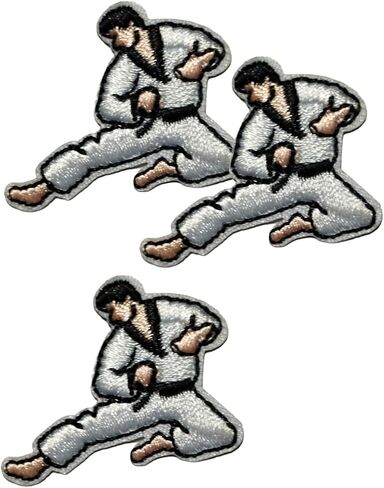 Mini Small Karate Taekwondo Cartoon Embroidered Iron On Patches Sew On Patches Kids DIY Decoration or Repair Clothing T Shirt Jeans Jacket Hat Bag Costume/Lot of 3 Pieces in Saudi Arabia