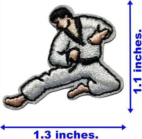 Mini Small Karate Taekwondo Cartoon Embroidered Iron On Patches Sew On Patches Kids DIY Decoration or Repair Clothing T Shirt Jeans Jacket Hat Bag Costume/Lot of 3 Pieces in Saudi Arabia