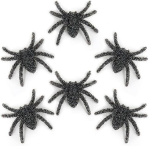 Halloween Spider Decoration Fake Spider Hairy Plastic Spider for Halloween Carnival Decorations Scary Joke Prank Props (Black 6 Pack) in Kuwait