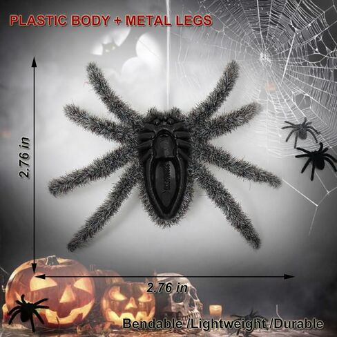Halloween Spider Decoration Fake Spider Hairy Plastic Spider for Halloween Carnival Decorations Scary Joke Prank Props (Black 6 Pack) in Kuwait