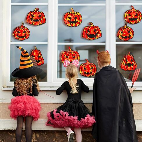 30 مجموعات عيد الشكر Suncatcher Craft Kit Diy Pumpkin Window Winding Glass Effect Paper هالوين منزلي مدرسة الفصول الدراسية الديكور اليقطين الفني النشاط الإبداعي مشروع هدية كيد لصالح in Kuwait