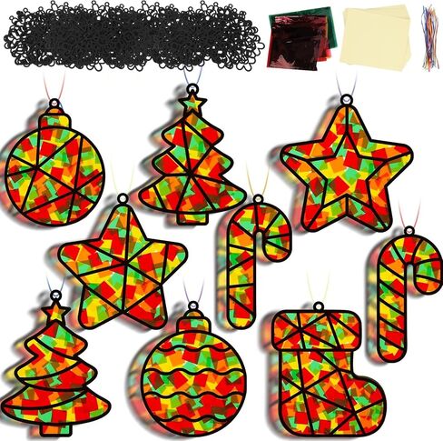 30 مجموعات عيد الشكر Suncatcher Craft Kit Diy Pumpkin Window Winding Glass Effect Paper هالوين منزلي مدرسة الفصول الدراسية الديكور اليقطين الفني النشاط الإبداعي مشروع هدية كيد لصالح in Kuwait