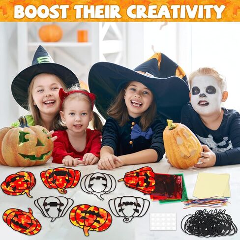 30 مجموعات عيد الشكر Suncatcher Craft Kit Diy Pumpkin Window Winding Glass Effect Paper هالوين منزلي مدرسة الفصول الدراسية الديكور اليقطين الفني النشاط الإبداعي مشروع هدية كيد لصالح in Kuwait
