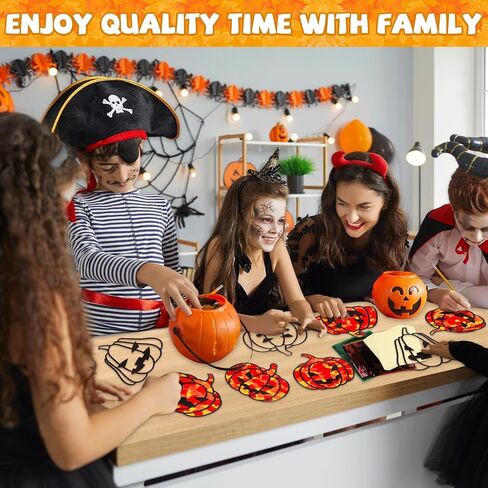 30 مجموعات عيد الشكر Suncatcher Craft Kit Diy Pumpkin Window Winding Glass Effect Paper هالوين منزلي مدرسة الفصول الدراسية الديكور اليقطين الفني النشاط الإبداعي مشروع هدية كيد لصالح in Kuwait