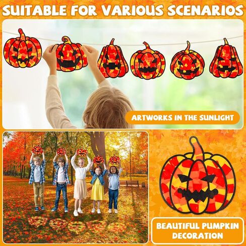 30 مجموعات عيد الشكر Suncatcher Craft Kit Diy Pumpkin Window Winding Glass Effect Paper هالوين منزلي مدرسة الفصول الدراسية الديكور اليقطين الفني النشاط الإبداعي مشروع هدية كيد لصالح in Kuwait