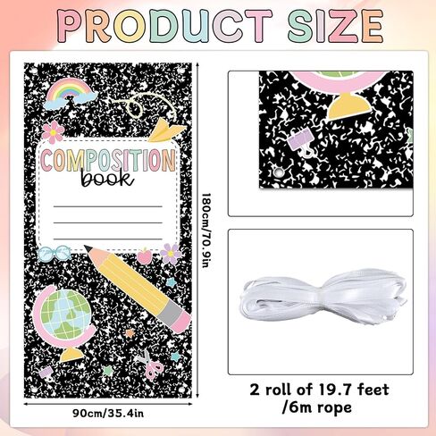Composition Notebook Door Cover Back to School Classroom Decorations Composition Notebook Hanging Banner First Day of School Welcome Backdrop Wall Door Decor for Kindergarten Preschool Elementary in Saudi Arabia