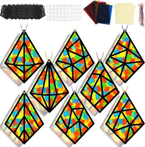 30 Sets Thanksgiving Suncatcher Craft Kit DIY Pumpkin Window Stained Glass Effect Paper Halloween Home School Classroom Decoration Pumpkin Art Craft Creative Activity Project Kid Gift Favor in Saudi Arabia