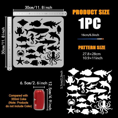 stency إصبع القمر مع فرشاة الطلاء البلاستيكية 1pc 11.8x11.8 بوصة قابلة لإعادة الاستخدام القمرية الطلاء السطح استنسل القمر استنسل للطلاء على خشب الجدار الأثاث DIY المنزل الزخرفة in Saudi Arabia