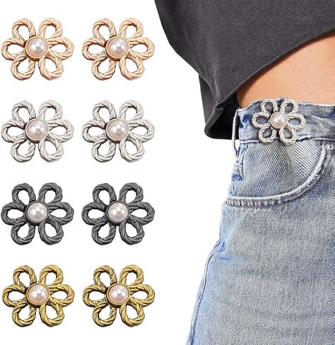 8 PCS Jean Weist Trainener Butons ، لا يوجد خياطة مقطع خصصر قابلة للتعديل مجموعة أزرار Jean للجينز الفضفاض in Kuwait
