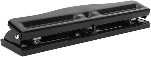 Akozon 3 Hole Adjustable Heavy-Duty Hole Punch, Black, Minimalist Style, Punctures Up to 10 Sheets, Metal Body, Iron Handle in Saudi Arabia