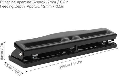 Akozon 3 Hole Adjustable Heavy-Duty Hole Punch, Black, Minimalist Style, Punctures Up to 10 Sheets, Metal Body, Iron Handle in Saudi Arabia