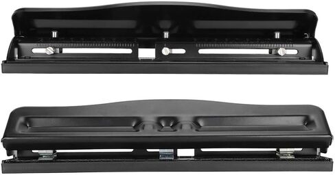 Akozon 3 Hole Adjustable Heavy-Duty Hole Punch, Black, Minimalist Style, Punctures Up to 10 Sheets, Metal Body, Iron Handle in Saudi Arabia