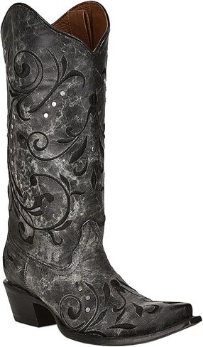 Corral Boots Women's Embroidery & Studs Western Boots | Snip Toe 13" Shaft Cowhide Leather Mid-Calf Cowboy Boots for Women in Saudi Arabia