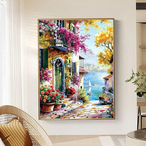 Qaisxoty Flowers Paint by Numbers Kit for Adults, Beginner Floral Paint by Numbers with Rolled Canvas, Box, Brushes, Acrylic Paints, DIY Paint by Number for Home Decor & Gift - 12"x16" in Saudi Arabia