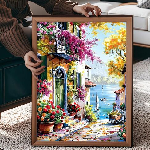Qaisxoty Flowers Paint by Numbers Kit for Adults, Beginner Floral Paint by Numbers with Rolled Canvas, Box, Brushes, Acrylic Paints, DIY Paint by Number for Home Decor & Gift - 12"x16" in Saudi Arabia
