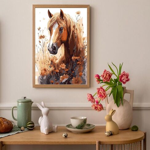 Auremi Horses Paint by Numbers Kits for Adults Beginners,Easy Animal Paint by Numbers on Canvas Framed DIY Painting by Numbers for Gift Home Wall Decor 8x12 Inch in Kuwait