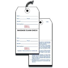 Hotel Luggage Claim Tag with String, Serial Numbering, and Perforated Claim Ticket – Blank White Disposable Bag Tags for Hotel and Motel Bag Storage (Set of 1000) in Saudi Arabia