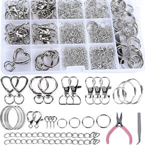 579PCS Keychain Making Kit, Key Chain Supplies Including Keychain Clip, Key Rings, Lobster Claw Clasps, Jump Rings, Extender Chain,Pliers for Key Chain Making and Jewelry Making(Silver) in Saudi Arabia
