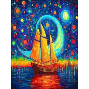 WisonDap Sailing Under The Moon Diamond Painting Kits for Adults, 5D Starry Sky Diamond Art Kits for Beginners, DIY Full Drill Paint with Diamond, Home Wall Decor 12 x 12 Inch, Sailboat in Saudi Arabia