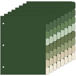 Whaline 16 Pcs/ 2 Set Sage Green 3 Ring Binder Dividers Colorful Index Dividers Plastic Page Folder Divider Sheets Protectors for Notebook Home Office Classroom Supplies in Saudi Arabia