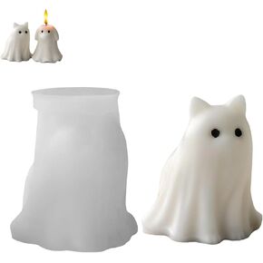 Halloween Animal Ghost Candle Mold, Cat Dog Resin Casting Ghost Silicone Molds, DIY Scented Candle Mold for Halloween Soap Molds (Cat+Dog) in Kuwait
