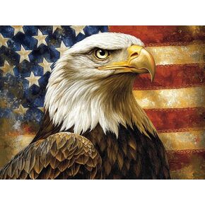 نسر الأصلع مع العلم الأمريكي المطبوع مسبقًا 11CT Cross Stitch مجموعات للمبتدئين والكبار - أنماط إبرة سهلة للديكور المنزلي وصياغة 505 in Kuwait