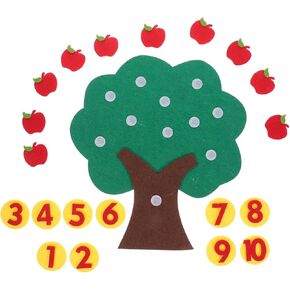 1 Set Felt Apples Tree Cognitive Pairing Math Teaching Aid Matching Game Educational Kindergarten Supply Apple Tree Green Leaves Non-Woven Puzzle Supplies (Apple) in Kuwait