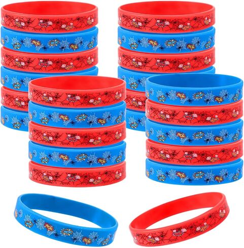 24pcs Spider Silicone Bracelets, 2 Styles Party Favors Wristbands Ghost Spider Web Printed Bracelets Hero Theme Birthday Cake Decorations Supplies in Saudi Arabia